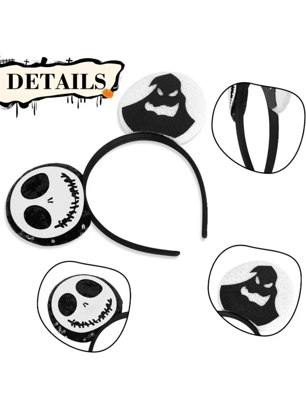 Women Black White Cartoon Mickey Mouse Costume Headband For Cosplay